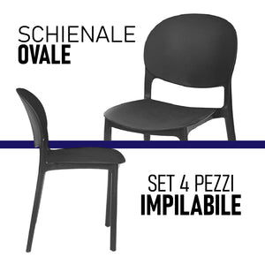 Sedia in Termoplastica Kit 4pz Sedie Impilabili Resistenti per Sala da Pranzo, Cucina , Terrazzo