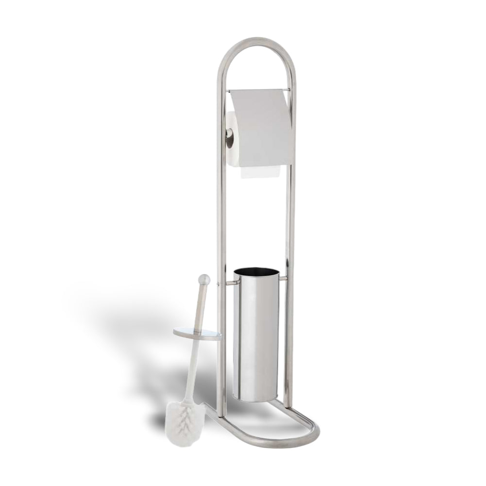 Piantana Bagno Porta Rotolo Porta Scopino Cromato H. 80 cm Salvaspazio