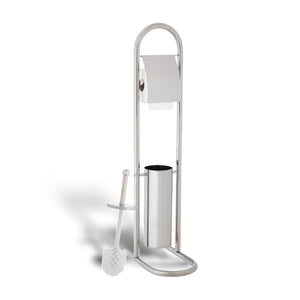 Piantana Bagno Porta Rotolo Porta Scopino Cromato H. 80 cm Salvaspazio