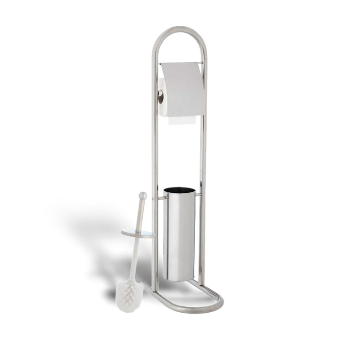 Piantana Bagno Porta Rotolo Porta Scopino Cromato H. 80 cm Salvaspazio