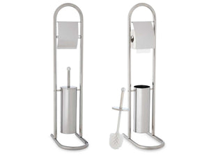 Piantana Bagno Porta Rotolo Porta Scopino Cromato H. 80 cm Salvaspazio