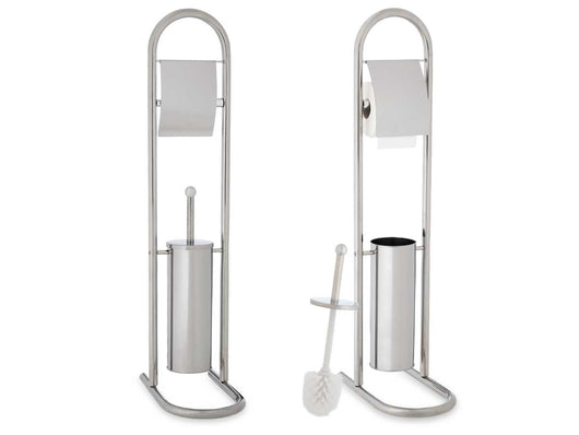 Piantana Bagno Porta Rotolo Porta Scopino Cromato H. 80 cm Salvaspazio