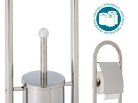 Piantana Bagno Porta Rotolo Porta Scopino Cromato H. 80 cm Salvaspazio