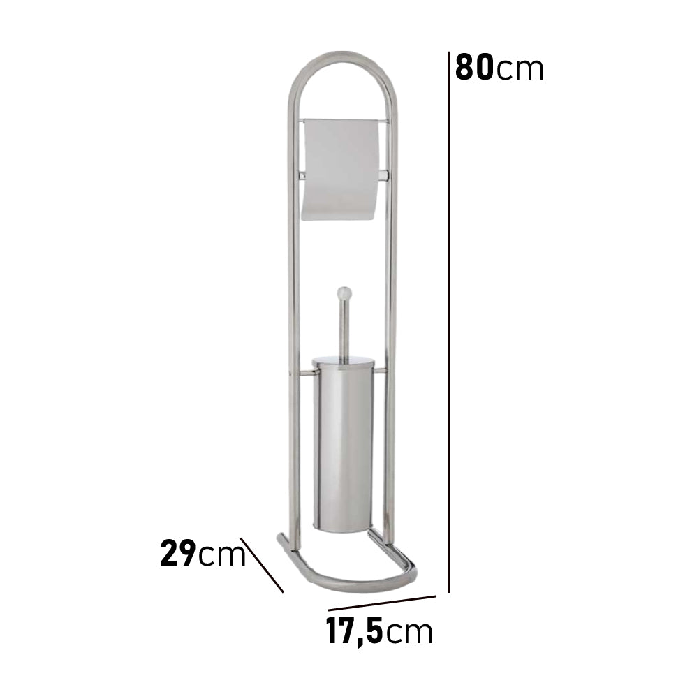 Piantana Bagno Porta Rotolo Porta Scopino Cromato H. 80 cm Salvaspazio