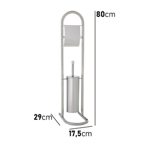 Piantana Bagno Porta Rotolo Porta Scopino Cromato H. 80 cm Salvaspazio