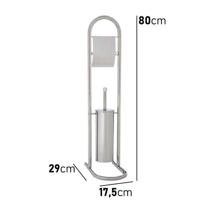 Piantana Bagno Porta Rotolo Porta Scopino Cromato H. 80 cm Salvaspazio
