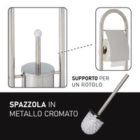 Piantana Bagno Porta Rotolo Porta Scopino Cromato H. 80 cm Salvaspazio