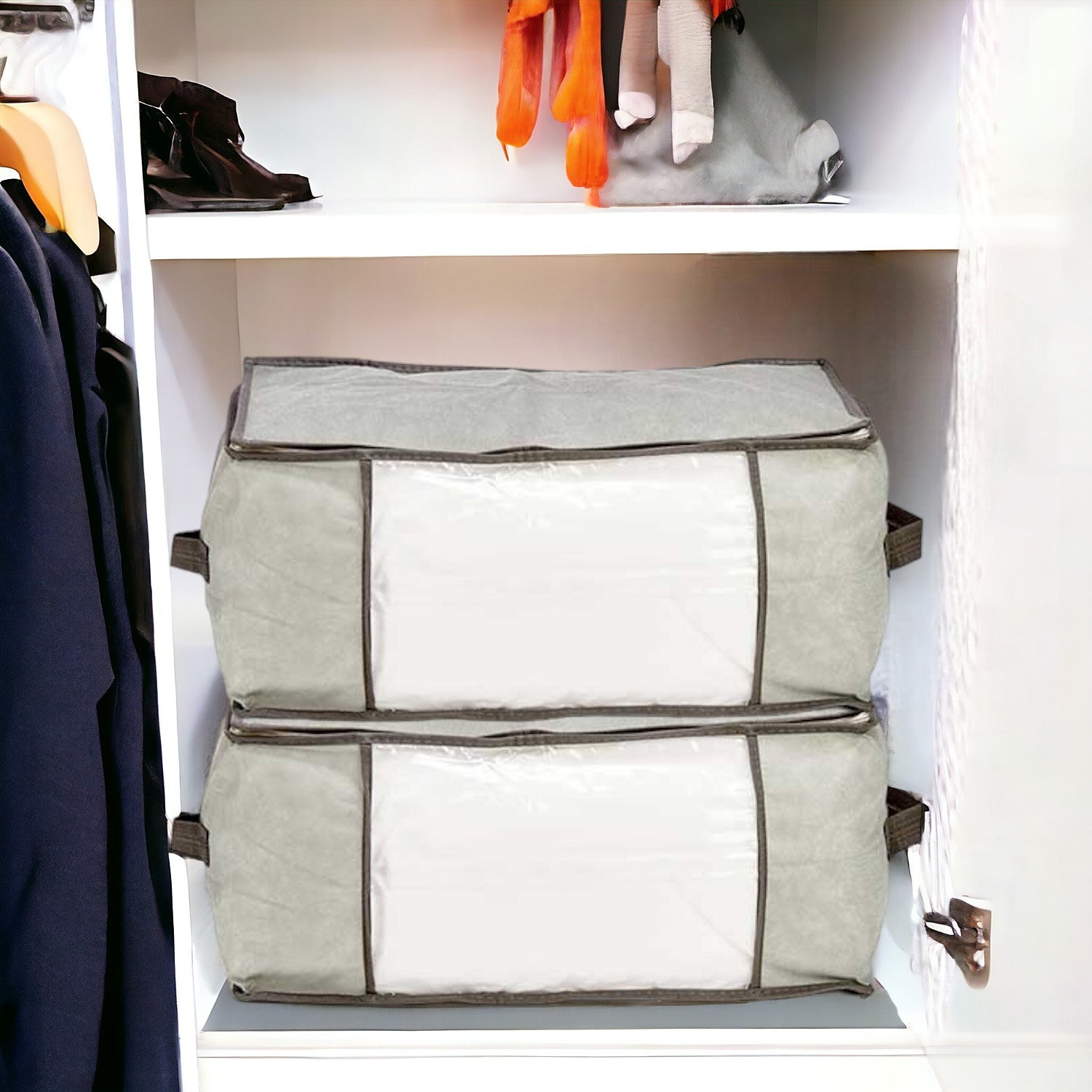 Scatole Kit 4pz Contenitori Indumenti Piumoni Vestiti Organizer Armadio 45X45X20