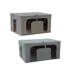 Scatole per Armadio 2pz 50x40x22cm Storage Box Struttura Metallo Pieghevole 2col