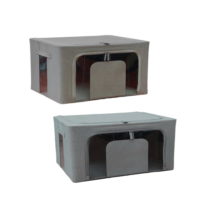 Scatole per Armadio 2pz 50x40x22cm Storage Box Struttura Metallo Pieghevole 2col