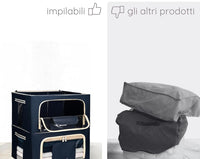 Scatole per Armadio 2pz 50x40x22cm Storage Box Struttura Metallo Pieghevole 2col