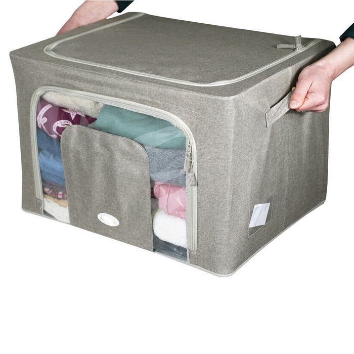 Scatole per Armadio 2pz 50x40x22cm Storage Box Struttura Metallo Pieghevole 2col