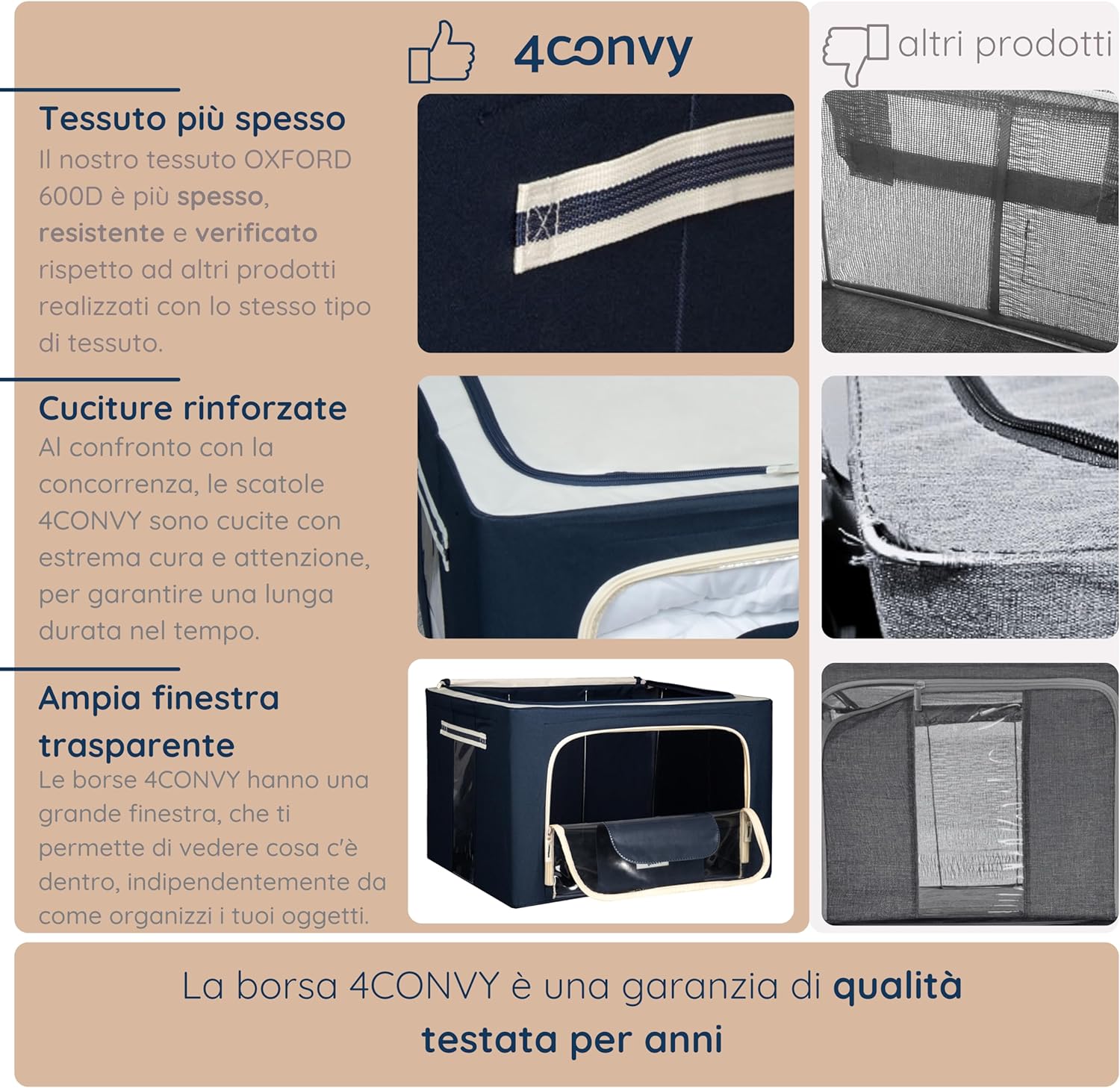 Scatole per Armadio 2pz 50x40x33cm Storage Box Struttura Metallo Pieghevole 2col