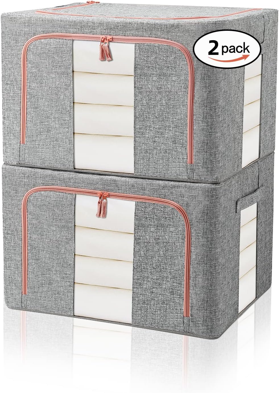 Scatole per Armadio 2pz 50x40x33cm Storage Box Struttura Metallo Pieghevole 2col