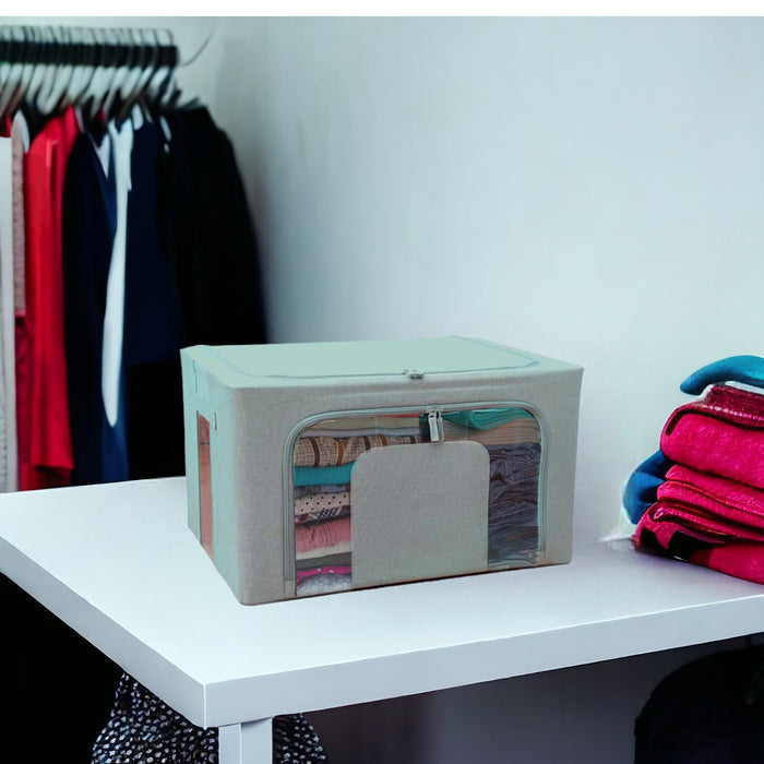 Scatole per Armadio 2pz 60x42x35cm Storage Box Struttura Metallo Pieghevole 2col