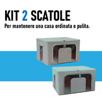 Scatole per Armadio 2pz 60x42x35cm Storage Box Struttura Metallo Pieghevole 2col