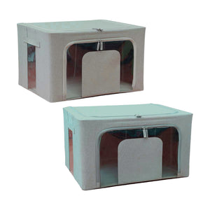 Scatole per Armadio 2pz 60x42x35cm Storage Box Struttura Metallo Pieghevole 2col