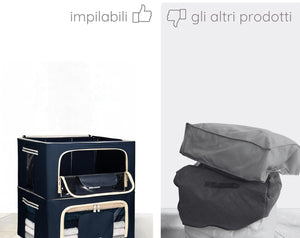 Scatole per Armadio 2pz 60x42x35cm Storage Box Struttura Metallo Pieghevole 2col