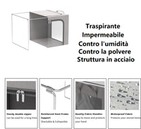 Scatole per Armadio 2pz 60x42x35cm Storage Box Struttura Metallo Pieghevole 2col