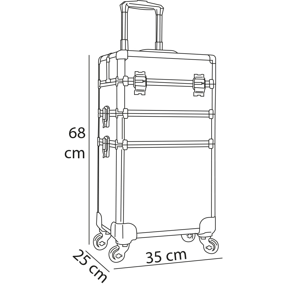 Trolley Makeup 3in1 Valigetta Nera Trucco Estetista Beauty Case Ruote Staccabili