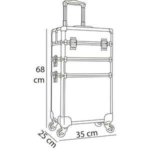 Trolley Makeup 3in1 Valigetta Nera Trucco Estetista Beauty Case Ruote Staccabili