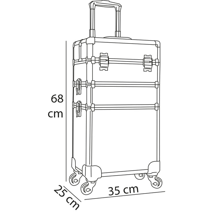 Trolley Makeup 3in1 Valigetta Nera Trucco Estetista Beauty Case Ruote Staccabili