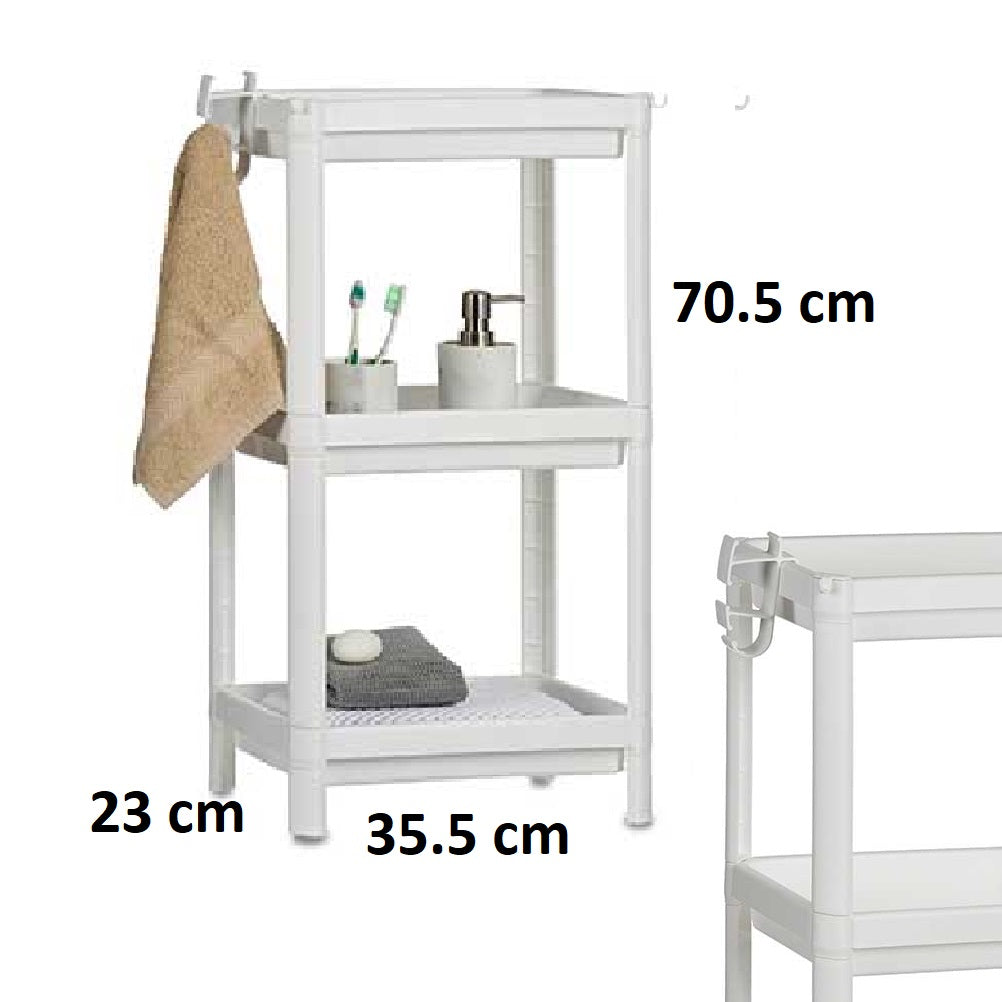 Scaffale Multiuso 3 piani Salvaspazio per Casa, Ufficio, Lavoro 35.5x23 H 70.5cm