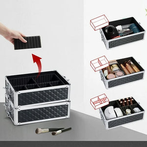 Trolley Makeup 4in1 Valigetta Nero Trucco Estetista Beauty Case Ruote Staccabili