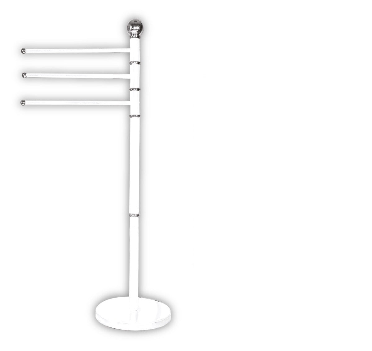 Piantana Porta Asciugamani da Bagno Acciaio Smaltato Base Tonda 3 Braccia Bianco