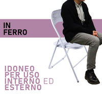 Sedia Pieghevole Salvaspazio Seduta e schienale in PVC Struttura Metallo Grigio Chiaro