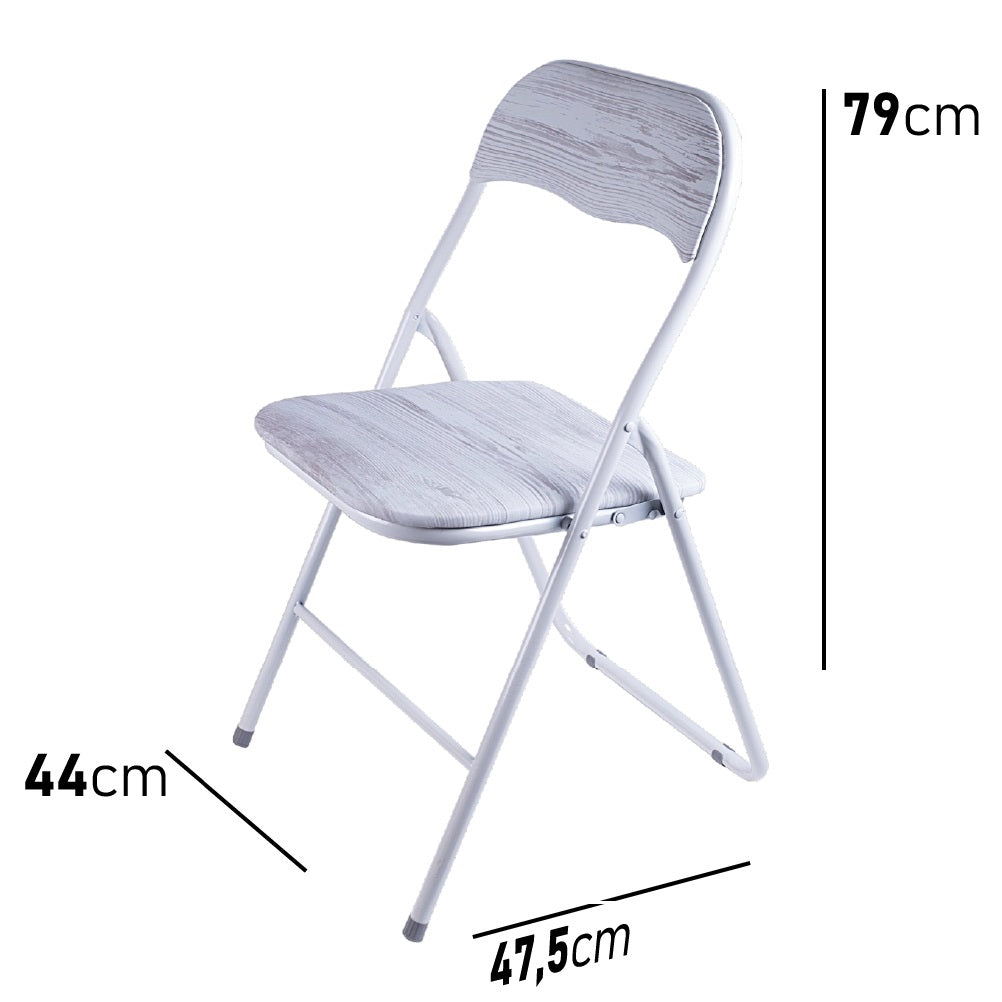 Sedia Pieghevole Salvaspazio Seduta e schienale in PVC Struttura Metallo Grigio Chiaro