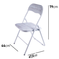 Sedia Pieghevole Salvaspazio Seduta e schienale in PVC Struttura Metallo Grigio Chiaro