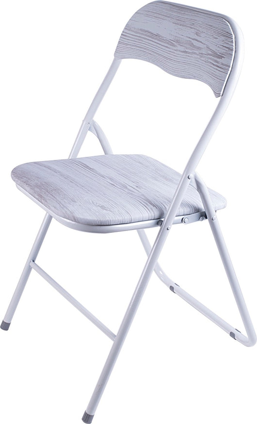 Sedia Pieghevole Salvaspazio Seduta e schienale in PVC Struttura Metallo Grigio Chiaro