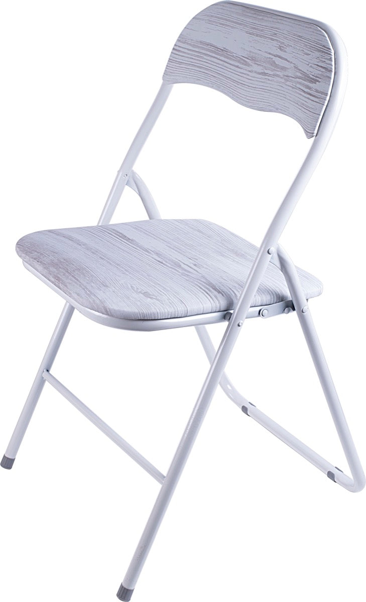 Sedia Pieghevole Salvaspazio Seduta e schienale in PVC Struttura Metallo Grigio Chiaro