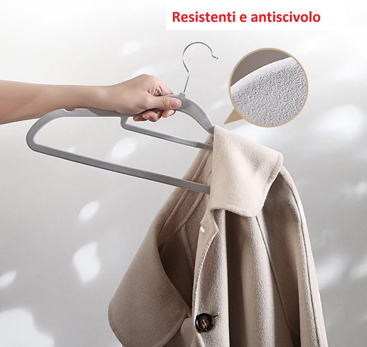 Grucce Vellutate 24pz Antiscivolo Salvaspazio, Gancio Girevole a 360° 42 cm