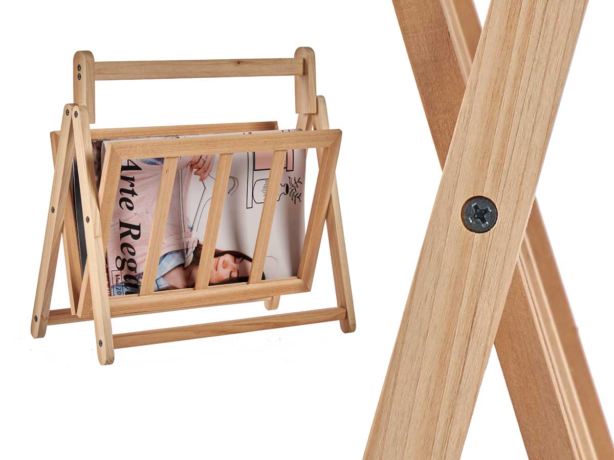 Porta Riviste in Legno Pieghevole Salvaspazio 36.5x30 H 37.5 cm