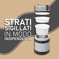 Porta Pranzo in Acciaio e Plastica Lunch Box 2 Contenitori  Capacità 1200 ml