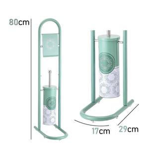 Piantana Portarotolo Porta Scopino Colonna da Bagno Metallo Verniciato Verde