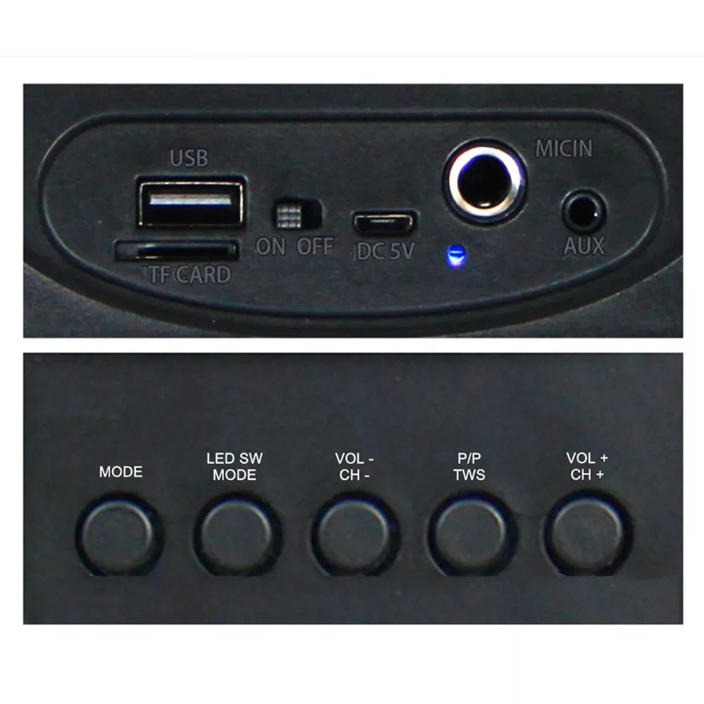 Trade Shop - Cassa Altoparlante Speaker Con Microfono Per Karaoke Giochi Luce Led Usb Aux 4.0 -