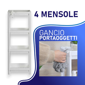 Scaffale Multiuso 4 piani Salvaspazio per Casa, Ufficio, Lavoro 35.5x23 H 100CM