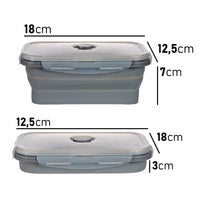 Porta Pranzo Kit 2pz Contenitori Alimenti Silicone Salvaspazio Lunch Box 800 ml