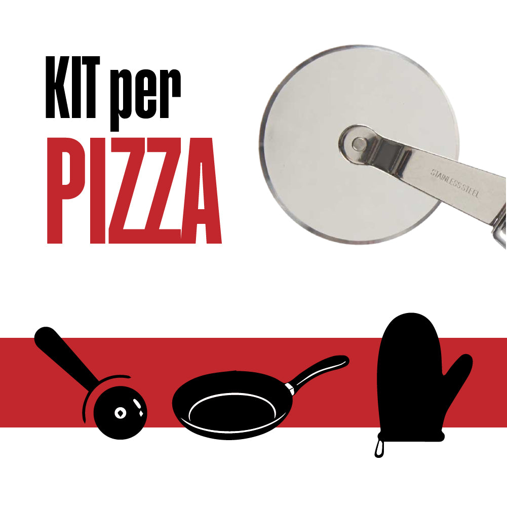 Teglia Cuoci Pizza 33cm con Guantone e Rotella Taglia Pizza Set da Cucina Antiaderente