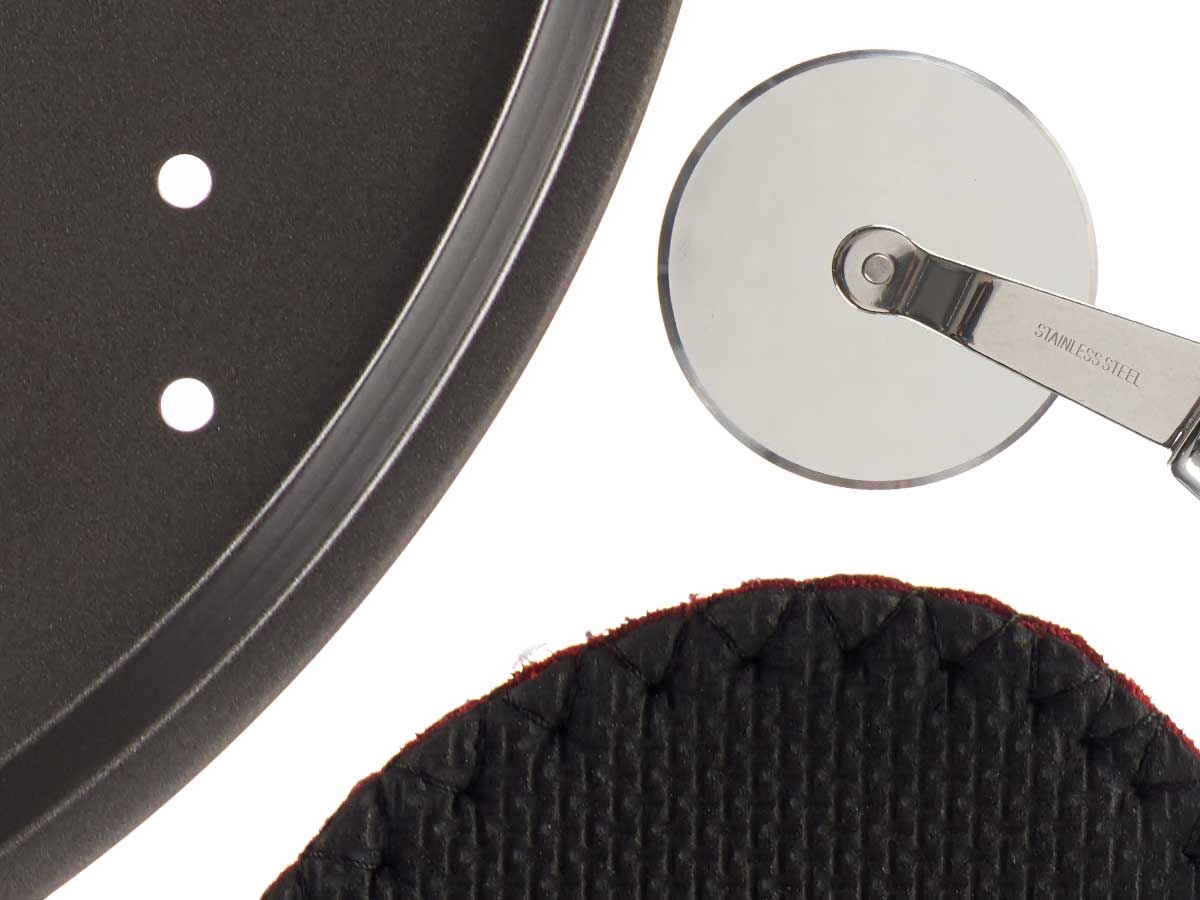 Teglia Cuoci Pizza 33cm con Guantone e Rotella Taglia Pizza Set da Cucina Antiaderente