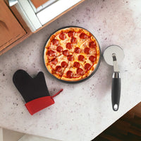 Teglia Cuoci Pizza 33cm con Guantone e Rotella Taglia Pizza Set da Cucina Antiaderente
