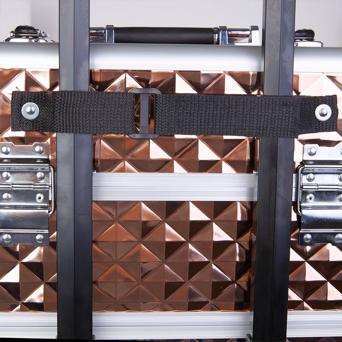 Trolley Makeup 4in1 Valigetta Oro Trucco Estetista Beauty Case Ruote Staccabili