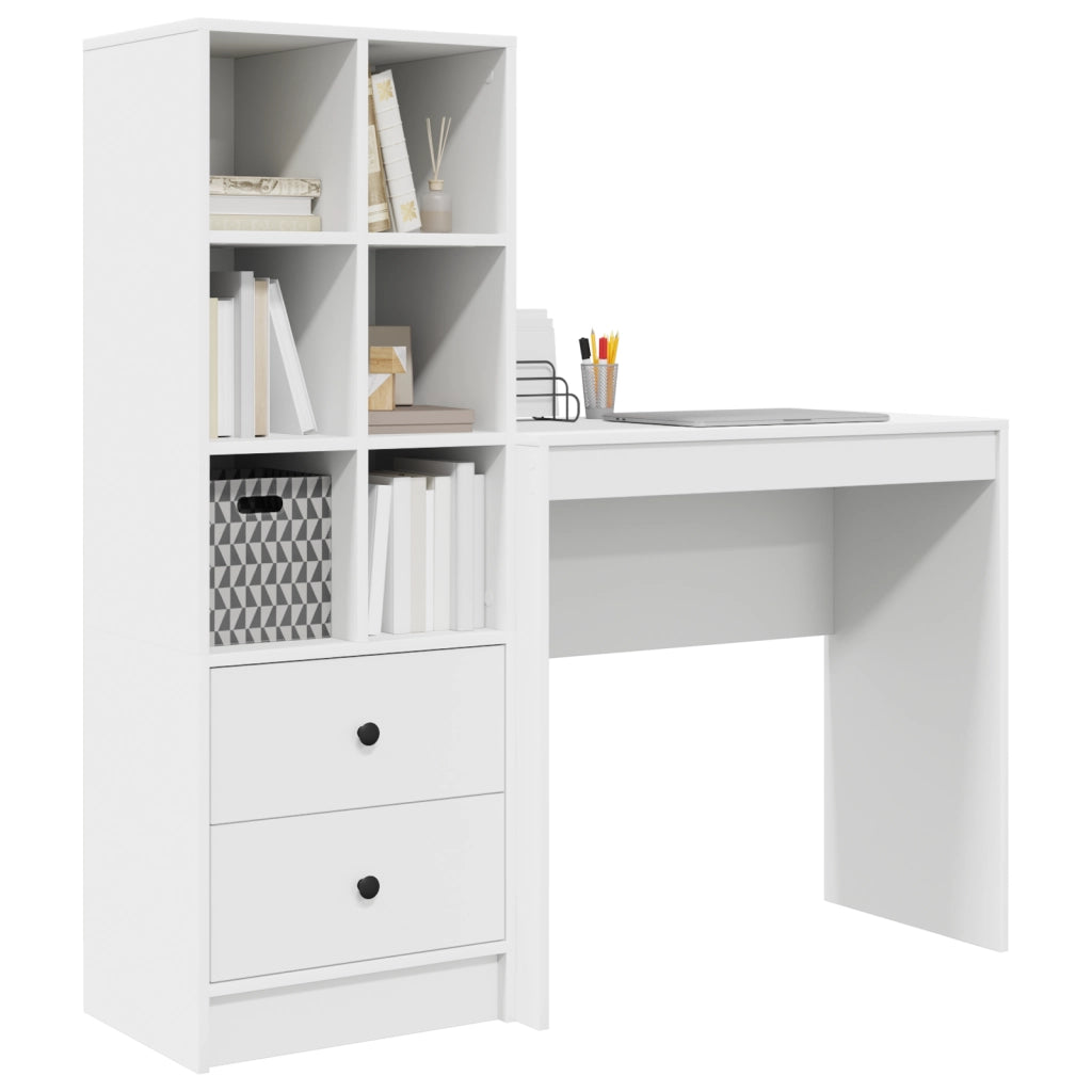 Scrivania con Storage Bianca Legno Ingegnerizzato