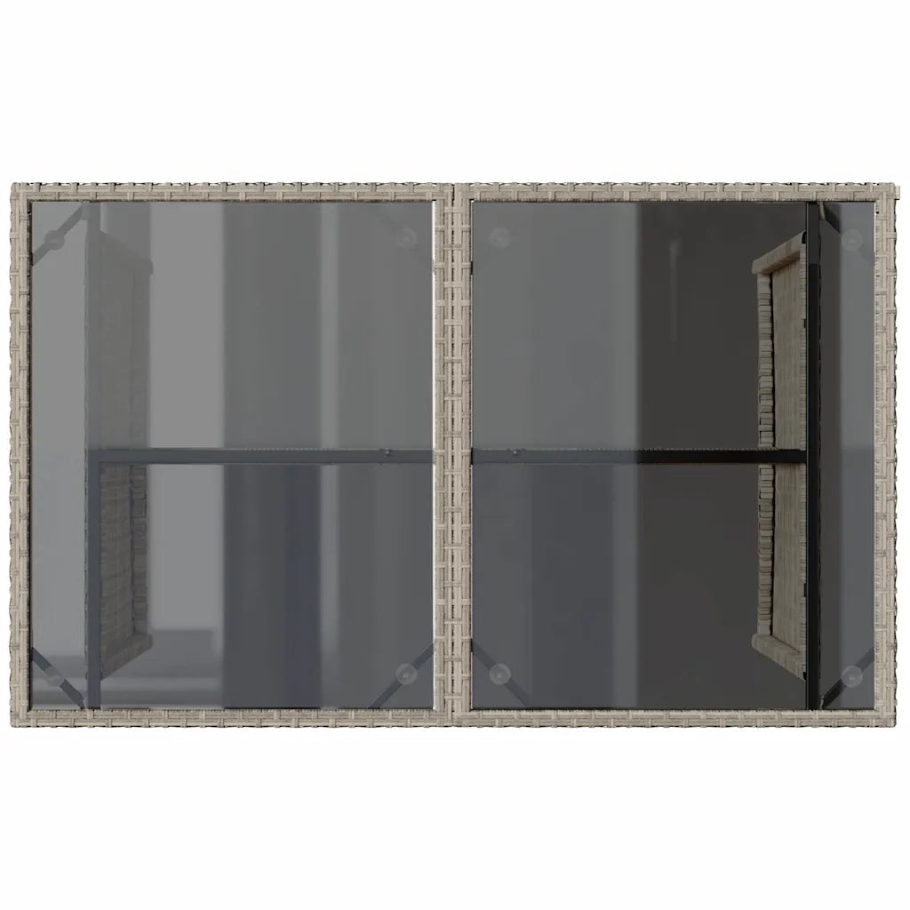 Tavolo Giardino Piano Vetro Grigio Chiaro 110x68x70 Polyrattan