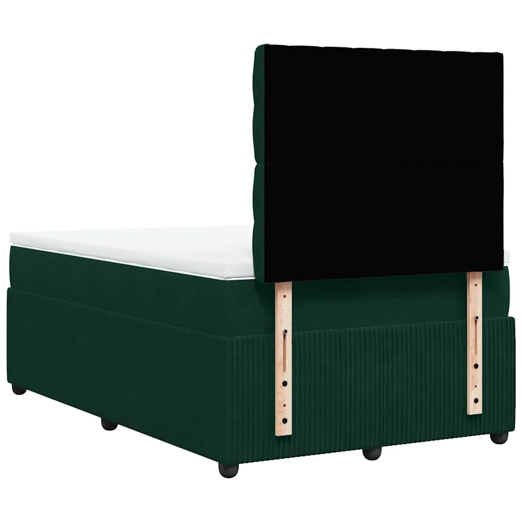 Giroletto a Molle con Materasso Verde Scuro 120x200 cm Velluto