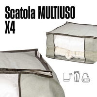 Scatole Kit 4pz Contenitori Indumenti Piumoni Vestiti Organizer Armadio 60x45x30