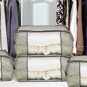 Scatole Kit 4pz Contenitori Indumenti Piumoni Vestiti Organizer Armadio 60x45x30